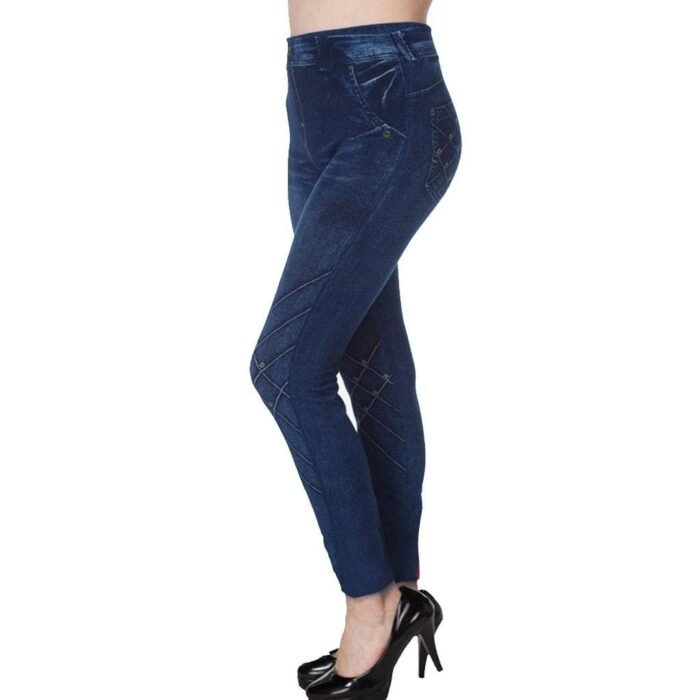 LOSA Women Yoga Gym Blue Seamless Denim Leggings Stretch Sports Pants Jeggings XL