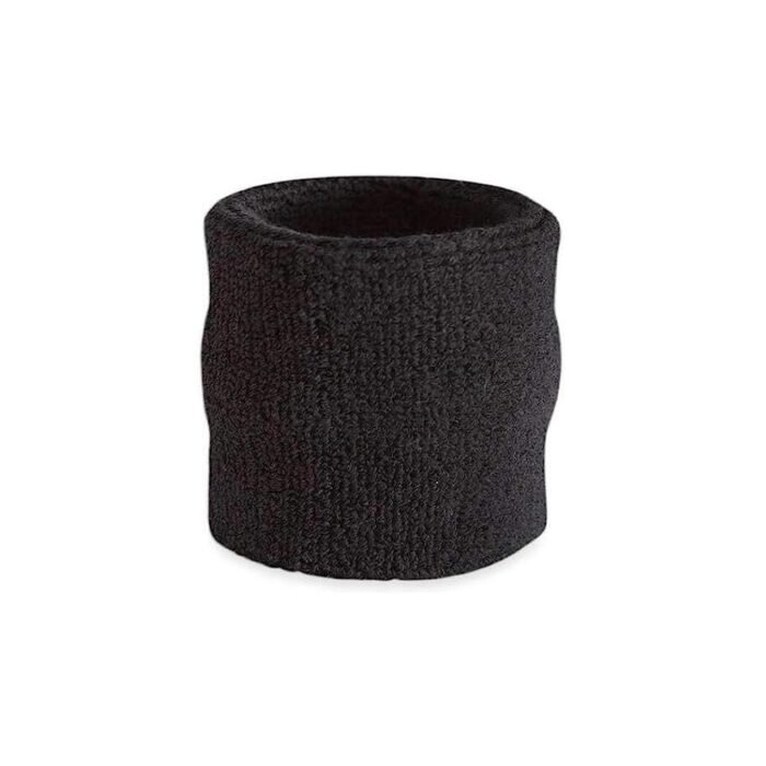 3 x 3 Inch Wrist Sweatbands Tennis Wrist Bands Absorbent Sweatbands for Football Basketball Running Athletic Sports and Working Out, Pack of 1 (Black)