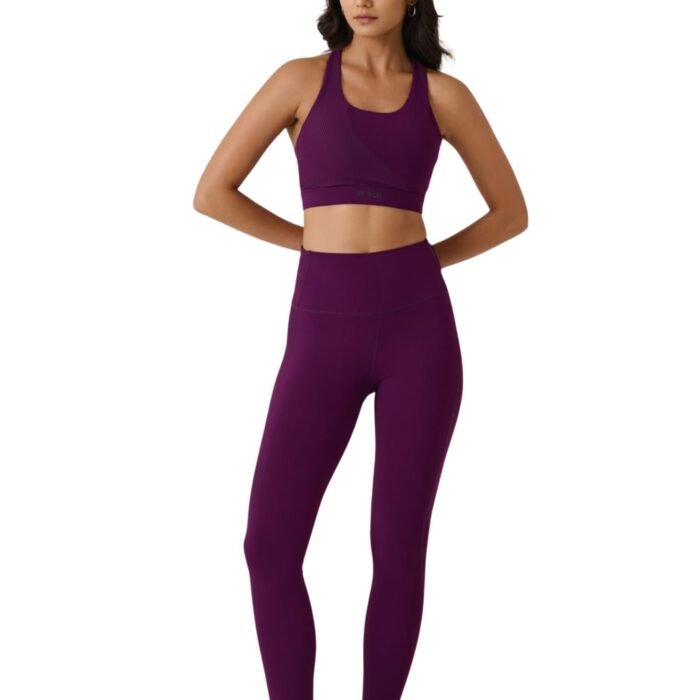 Women's Sports Bra | Slim Fit Scoop Neck Workout Bra with Removable Pads | Medium Support Gym Bra for Yoga, Running, Training & Fitness | Stretch Activewear | Midnight Purple