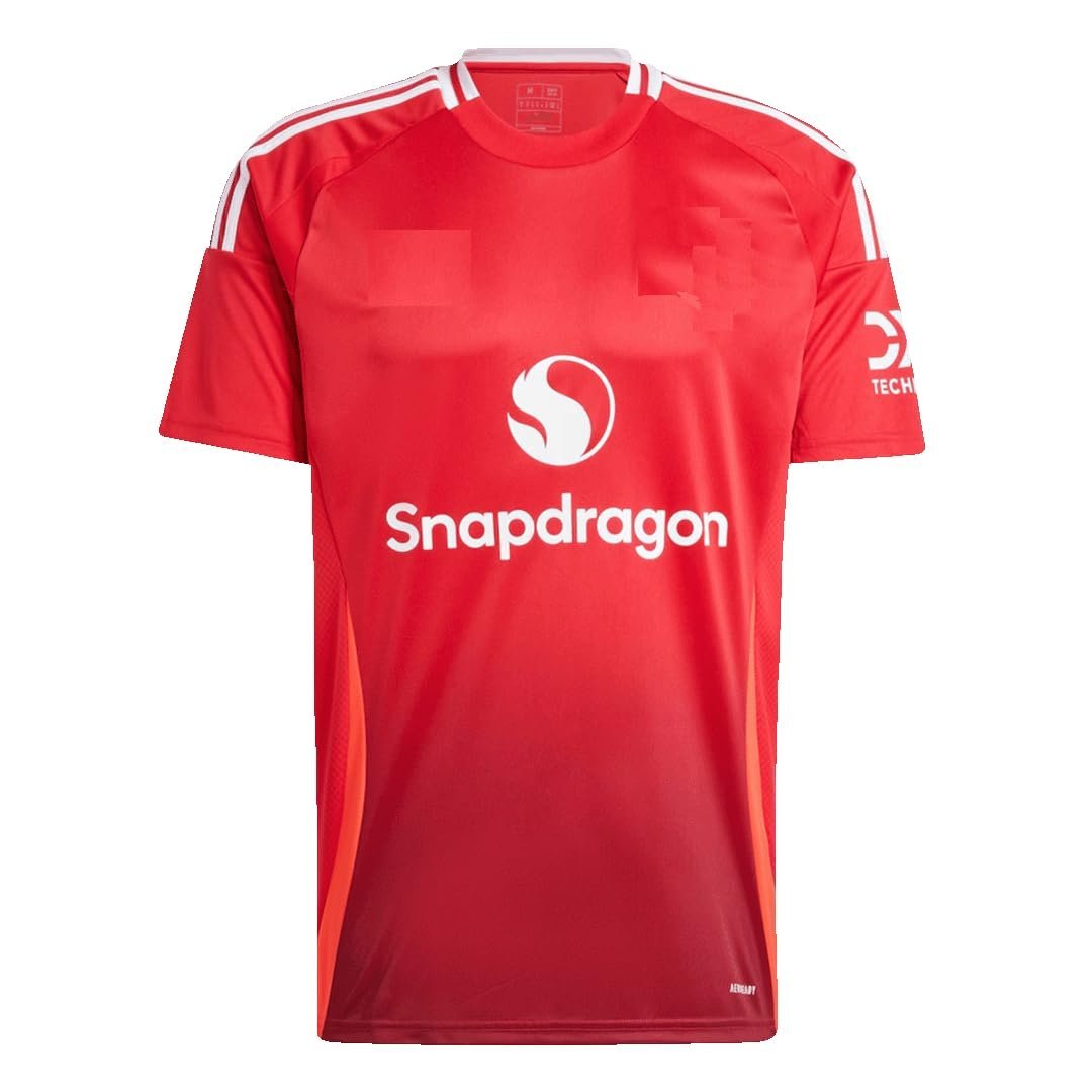 Manu Unitd Home Single Jersey 2024/25 with Logos and Badges Unisex - StadiumEX (Large) Red