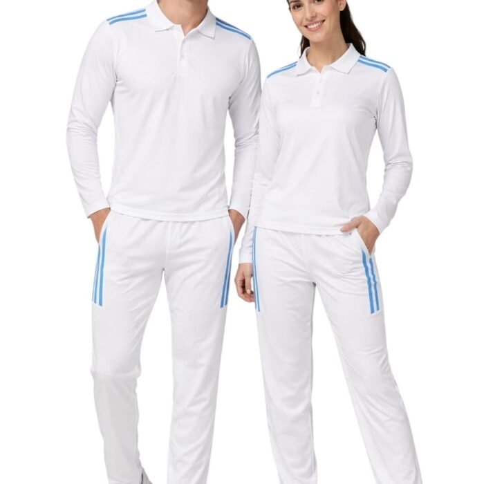 Men's Off-White Cricket Dress Set, Full Sleeves Jersey with Matching Lower, Sportswear Uniform for Practice and Matches