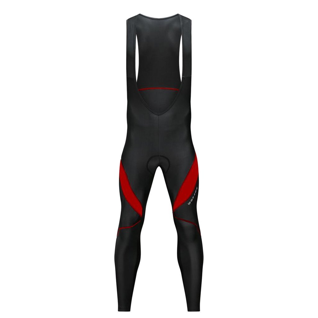 Generic 3D Padded Cycling Bib Pant Winter Thermal Padded Bib Tights Black Red XXL