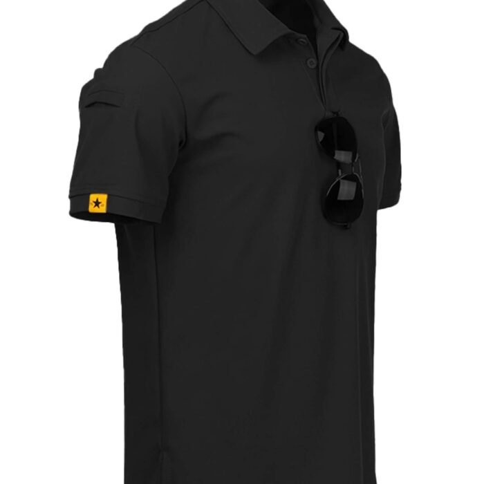 Mens Polo Shirts Short Sleeve Moisture Wicking Golf Polo Athletic Collared Shirt Tennis T-Shirt Tops, A-black, X-Large