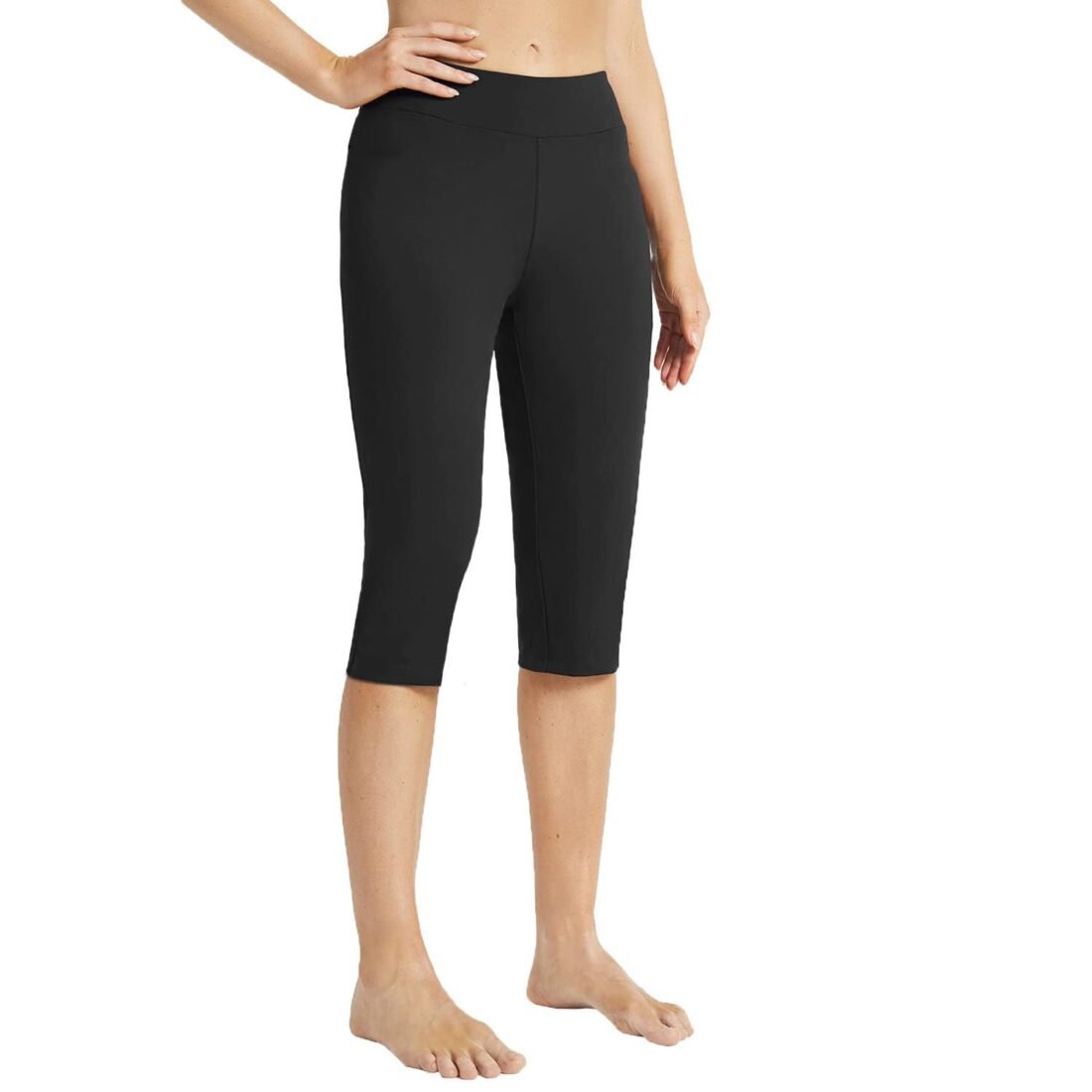 Generic Women's Capri Leggings, High Waisted Yoga Pants, Workout Running Gym, 3/4th Gym Pants for Women, Black