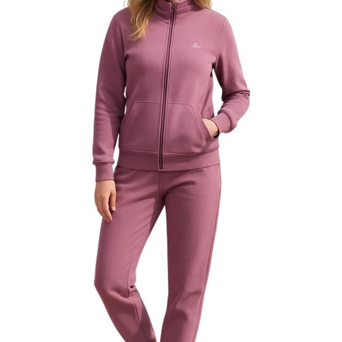 Shrishti Fashion Winter Fleece Tracksuit with Zip for Women || Full Zip Sweatshirt and Pajama Set for Women || Co-ord Set for Ladies (IN, Alpha, Regular, Pink)