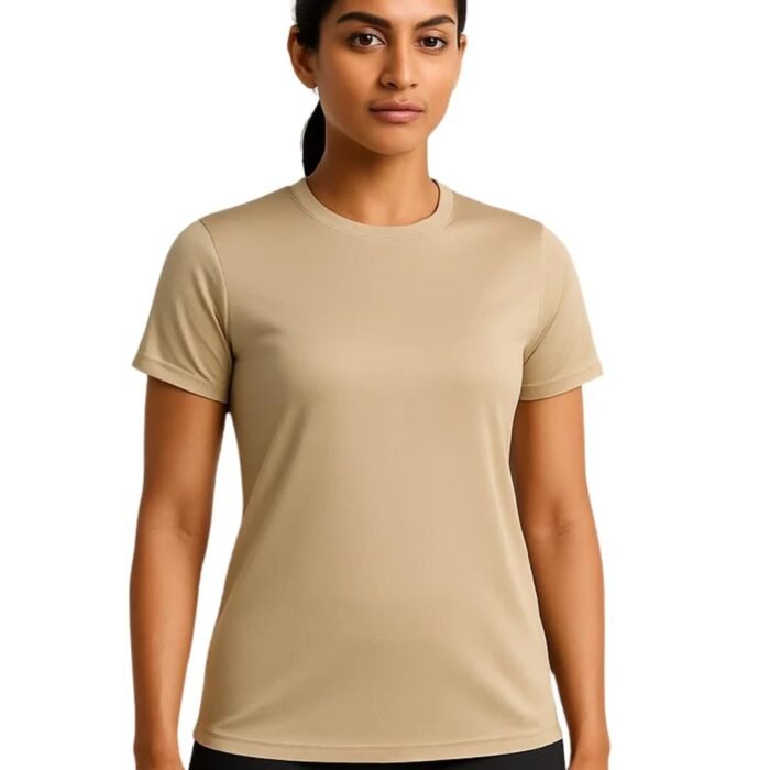 Women's Solid T-Shirt| Dryfit | 100% Polyster |Sand |M|Set of 1