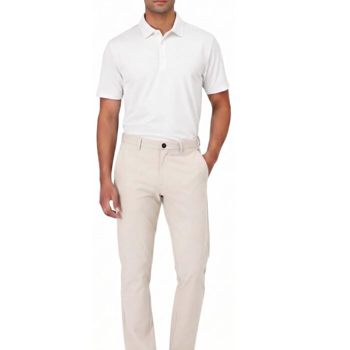 Men's Tour-Pro Golf Trousers- Beach Cream Flexi-Waist & Zip Pocket) - 34