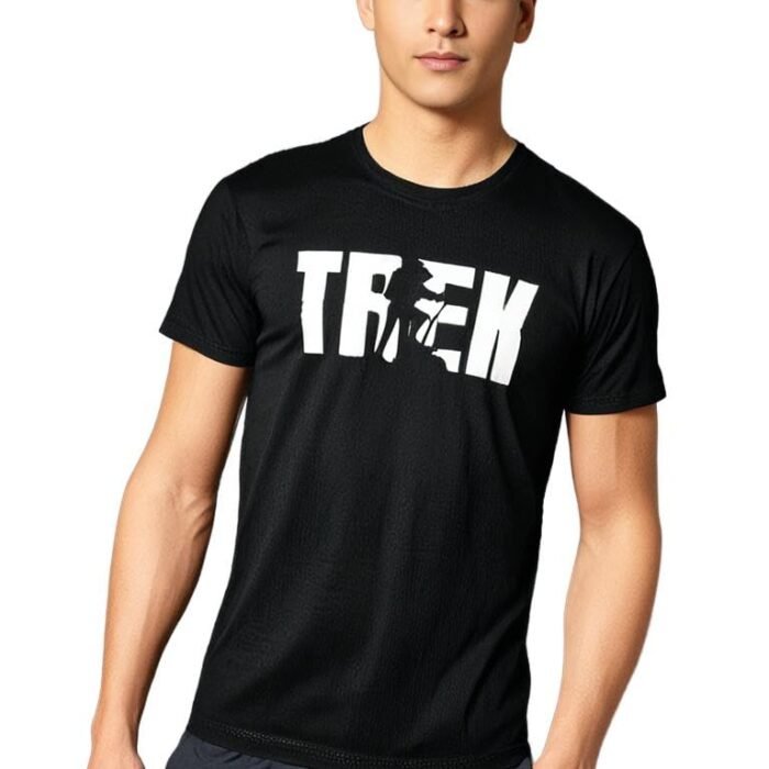 Trek Graphic T-Shirt, 100% Cotton, Super Soft, Black, Men T Shirt, Round Neck, (in, Alpha, Regular, Black)