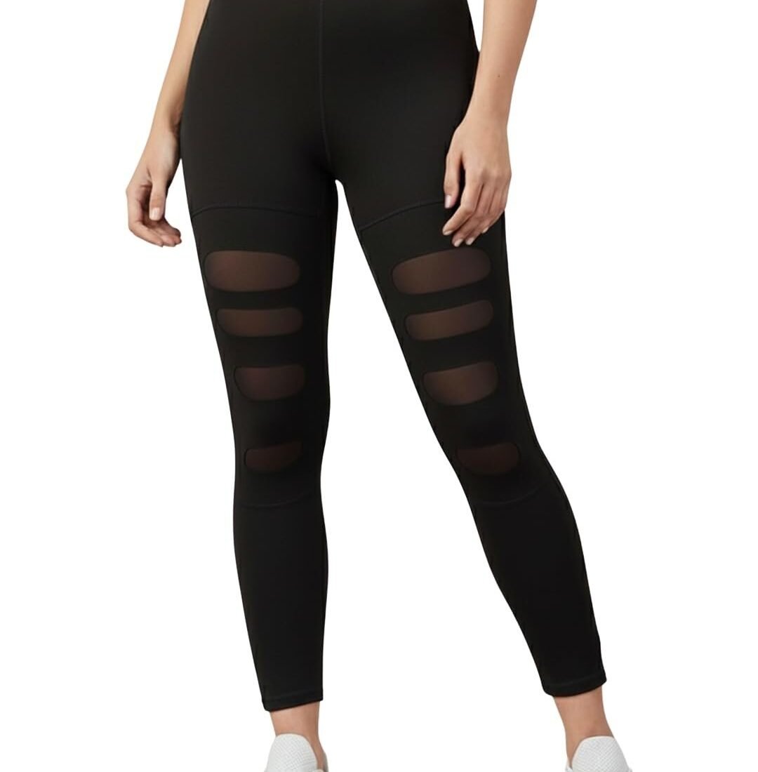Women's Sports Tights & Leggings for Women with Mesh Insert : Ideal Gym Wear for Woman Active Wear, Yoga & Fitness - The Ultimate Gym Pants for Woman Workout (5001, Black, Size)