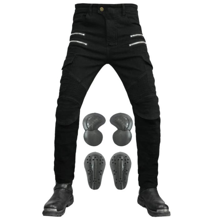 Motorcycle Riding Pants, Motocross Motorbike Cycling Jeans with CE Knee & Hip Removable Armored All Seasons (Black)