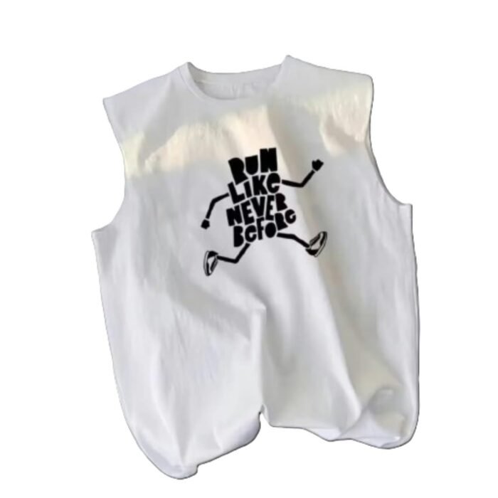 Men's Sleeveless Tank Top Graphic Print Run Like Never Before Casual Muscle Tee Crew Neck T-Shirt for Gym Workout Sports Summer Wear XXL