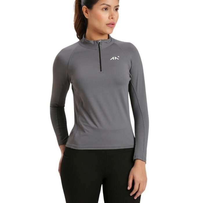Women's Full Sleeve Sports T-Shirt Half Zip Quick Dry Activewear