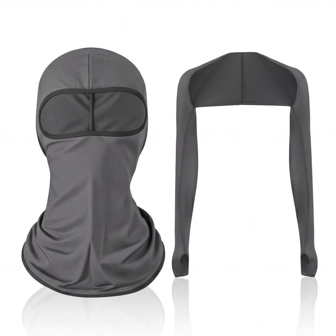 Arm Sleeves & Full Face Mask Set UV Dust Protection Dryfit Balaclava with Shawl and Sleeve Guards for Men Women Bike Riding Running Cycling Outdoor Protective Bike Riding Gear (Dark gray)