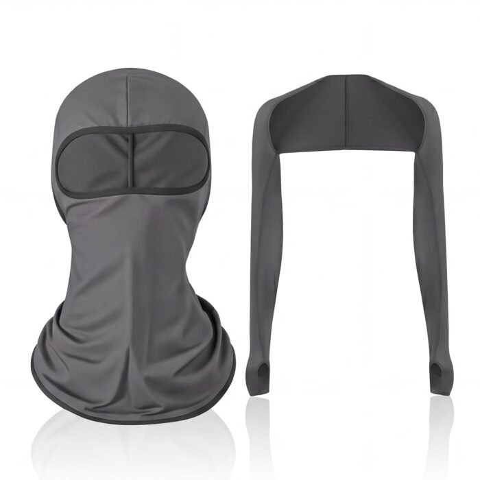 Arm Sleeves & Full Face Mask Set UV Dust Protection Dryfit Balaclava with Shawl and Sleeve Guards for Men Women Bike Riding Running Cycling Outdoor Protective Bike Riding Gear (Dark gray)