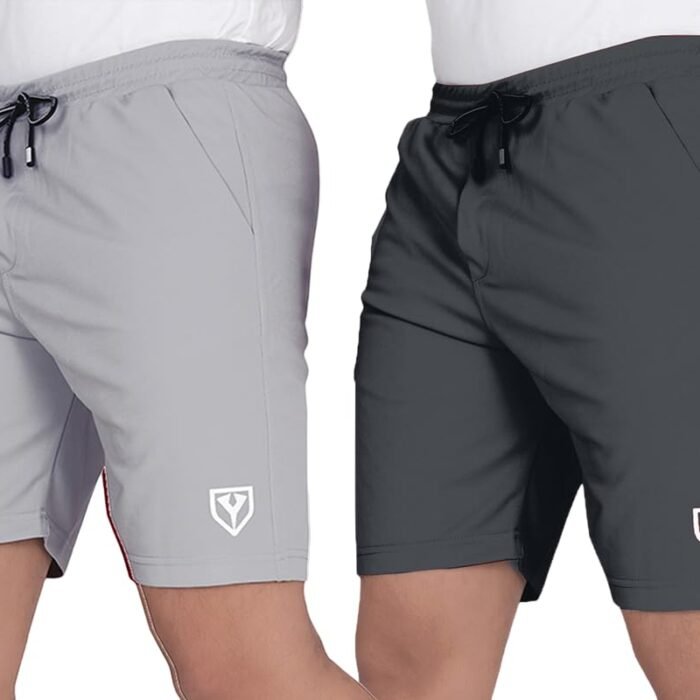 Men's Blend Shorts with Stylish Design Comfortable & Versatile Active Sports Wear Combo Pack (Steel Grey-Light Grey)