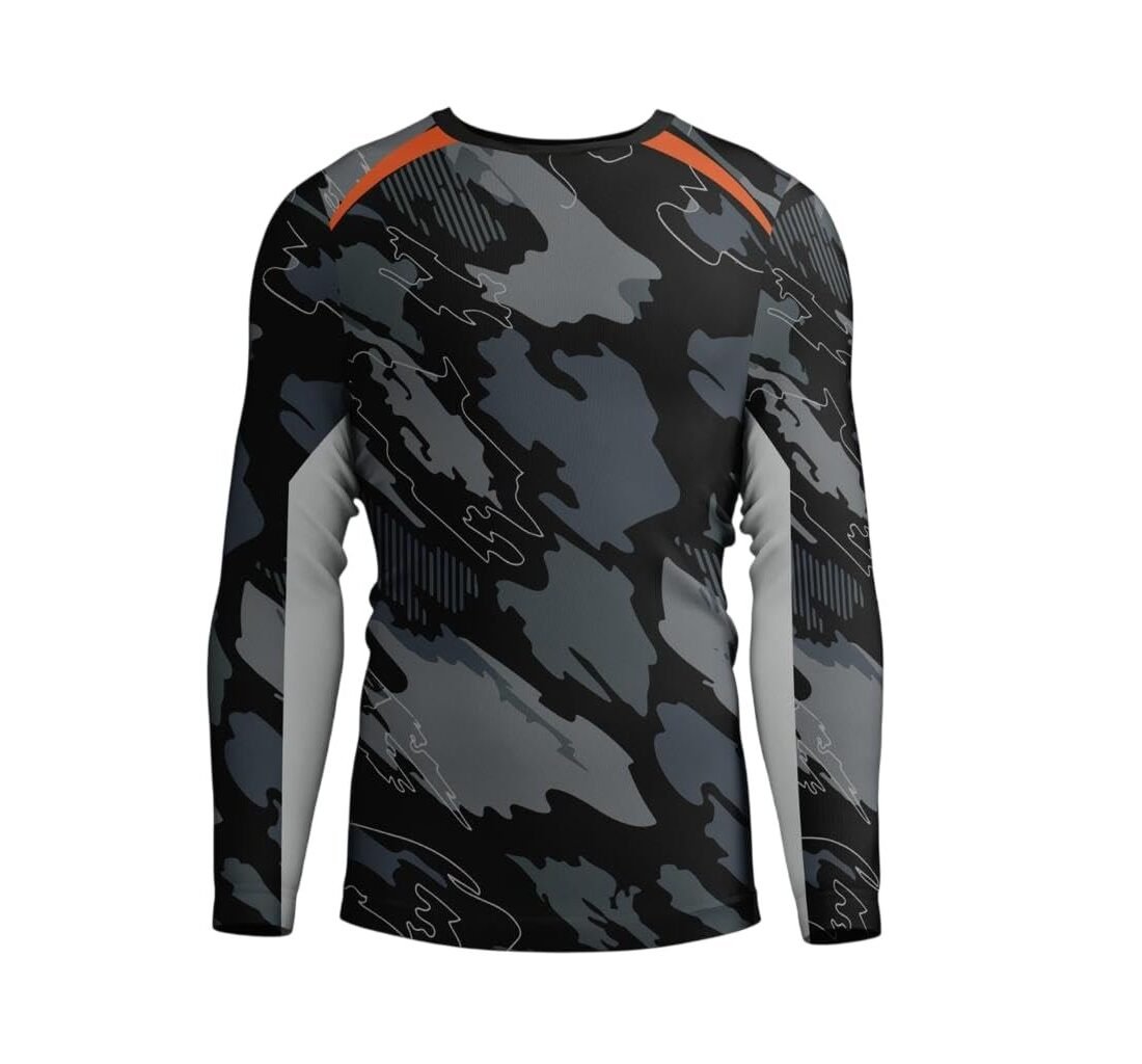 Motomates Shadow Peak Full-Sleeve Motorcycle Riding Jersey for Men | Breathable, Moisture-Wicking Off-Road & Touring Shirt | UV Protection, Topographic Design & Reflective Accents Grey