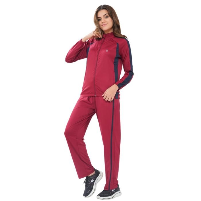 Women's High Neck Winter Tracksuit with Full Zip Jacket & Elastic Waist Lower – Soft Warm Activewear for Gym, Running & Casual Wear