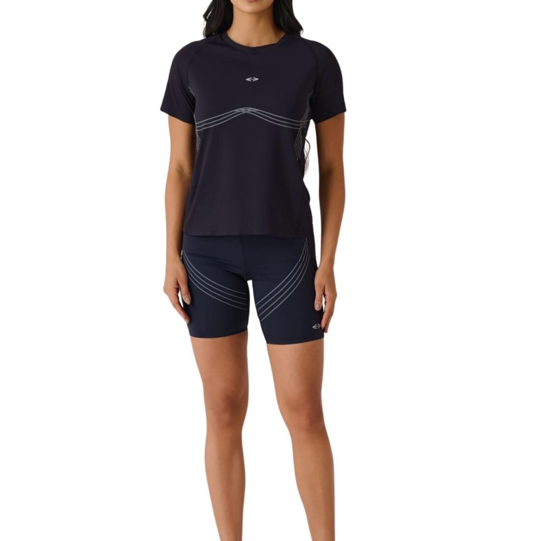 Women's High Performance Bonded T-Shirt | Regular Fit Round Neck Activewear Top | Half Sleeve Stretch Gym T-Shirt for Yoga, Running, Training & Athleisure | Jet Black