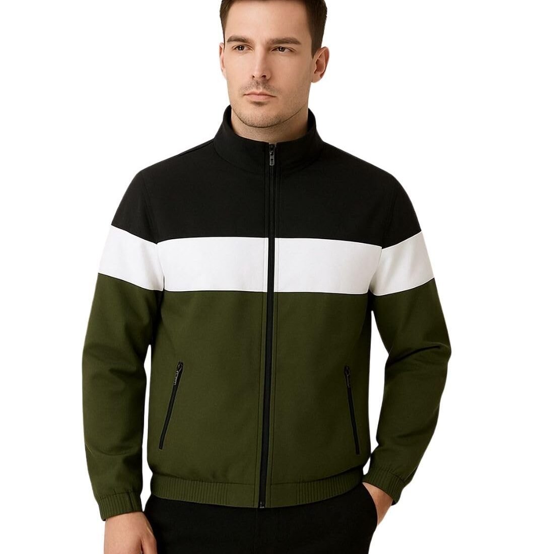 Men’s Lightweight Windcheater Zipper Jacket – Gym, Rider Winter Jacket for Men – Thin Wind Sheeter Zip-up Sports Jacket for Man (IN, Alpha, Regular, OLIVE & BLACK)