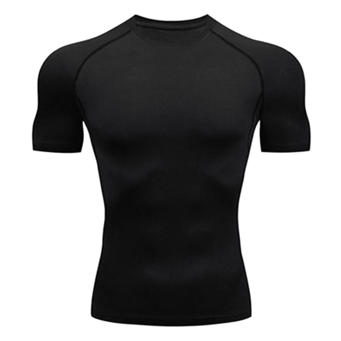 Men's Compression Gym T-Shirt | 90% Nylon & 10% Spandex | 4-Way Stretch | Muscle Fit | Ultra Soft Black