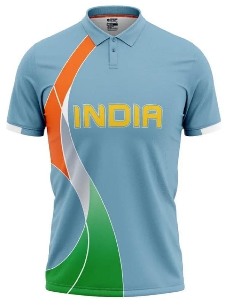 India 2007 T-20 W/C Winning Jersey (with Your Name & Number, 60 (Around 150 KG)) Blue