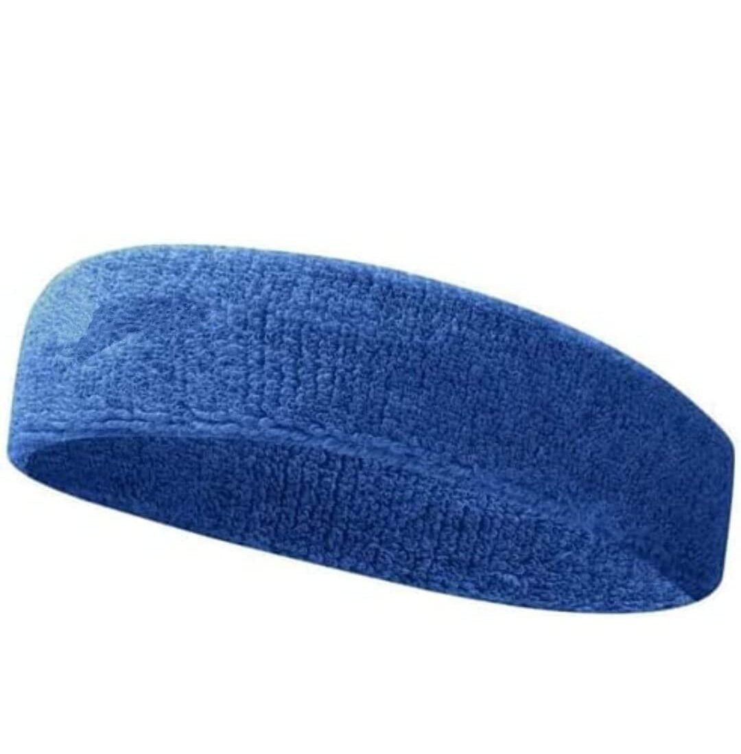 Cotton Headband Sports Gym Workout Yoga Sweatband All Sports Wear Headband Fitness Band Unisex (Pack Of 1 Blue)