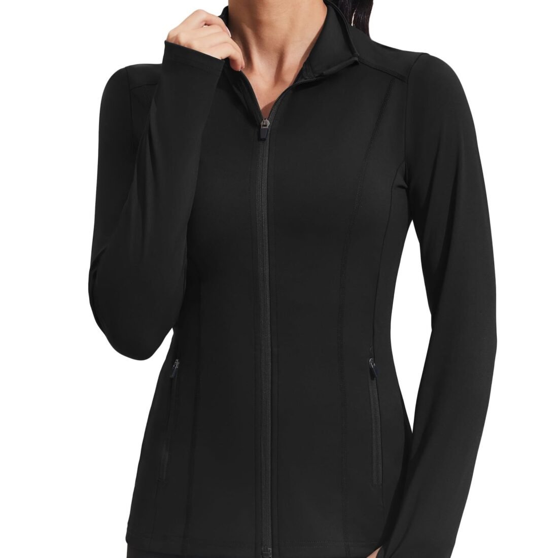Athletic Jackets for Women Full Zip Up Running Jacket Warm Up Workout Gym Fitness Yoga Tops with Thumbholes