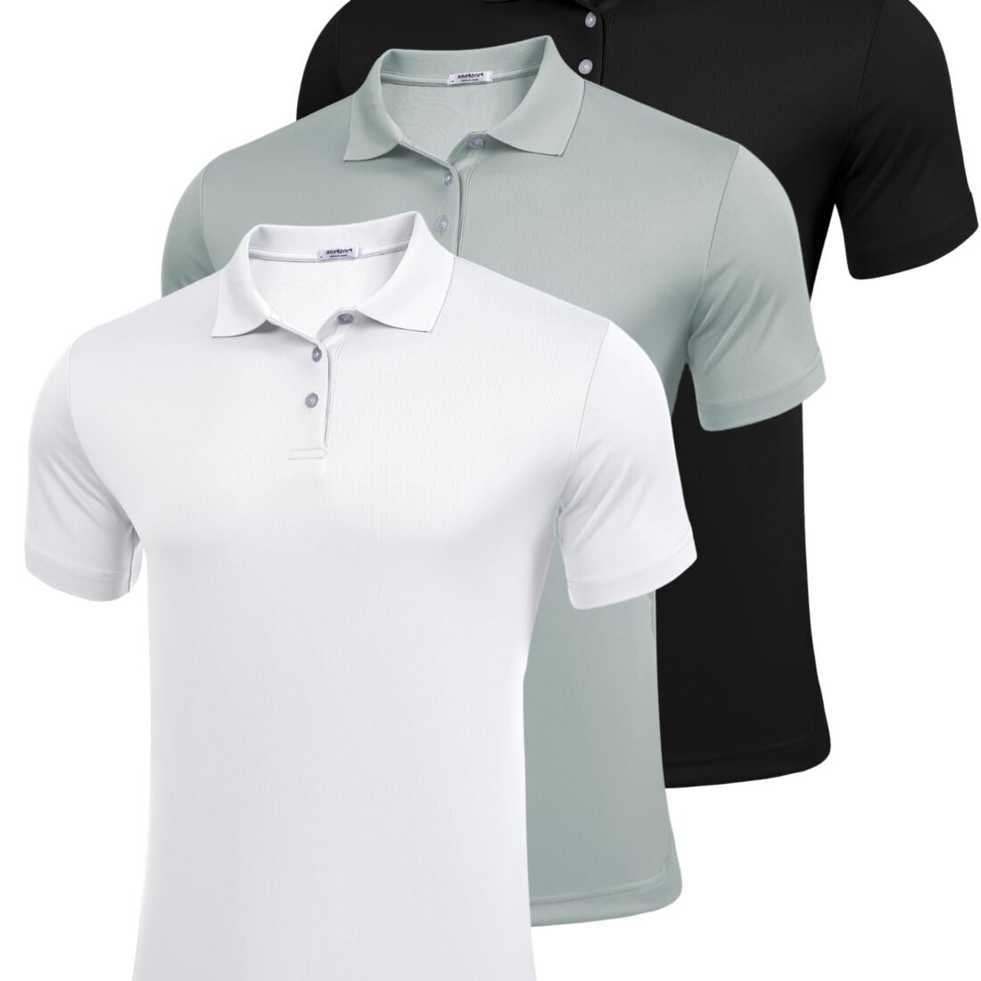 Golf Polo Shirts for Men Quick Dry Short Sleeve Collared Shirt Slim Fit Summer Casual Polos Shirt, Black/Gray Green/White(3 Pack), X-Large