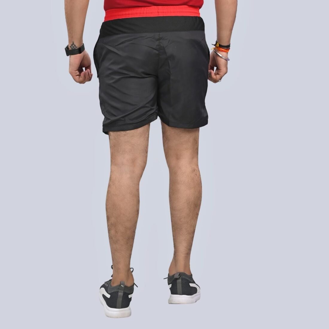 Men's Breathable Quick-Dry Sports Shorts – Lightweight Black Net Fabric with 2 Pockets – Ideal for Gym, Running, Hiking | Colour-Black