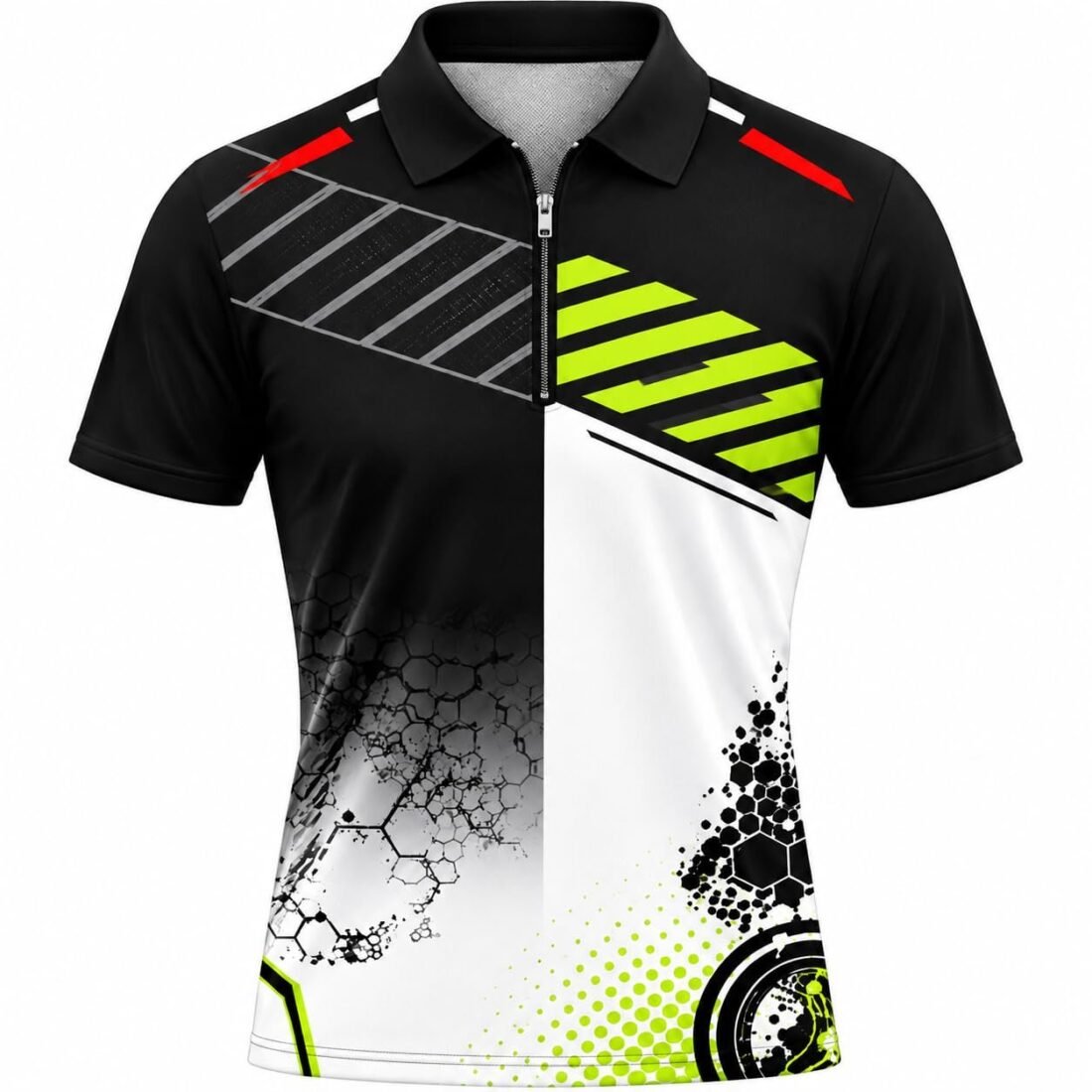 Men's Sports Polo T-Shirt with Half Zip, Short Sleeve (in, Alpha, Regular) Multicolour