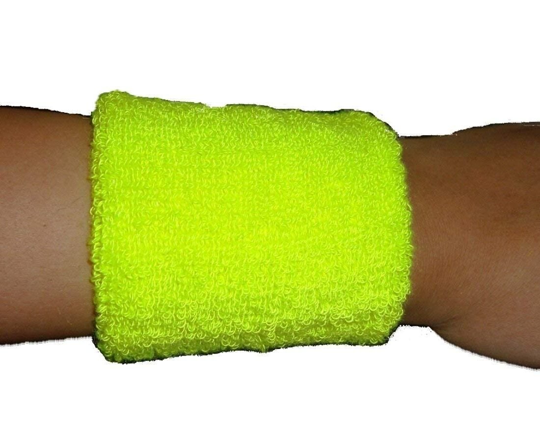 Sports Terry Cotton Wristband Sweatband Single Piece 3 Inch x 3 inch (Play2fit) (Flora Green)