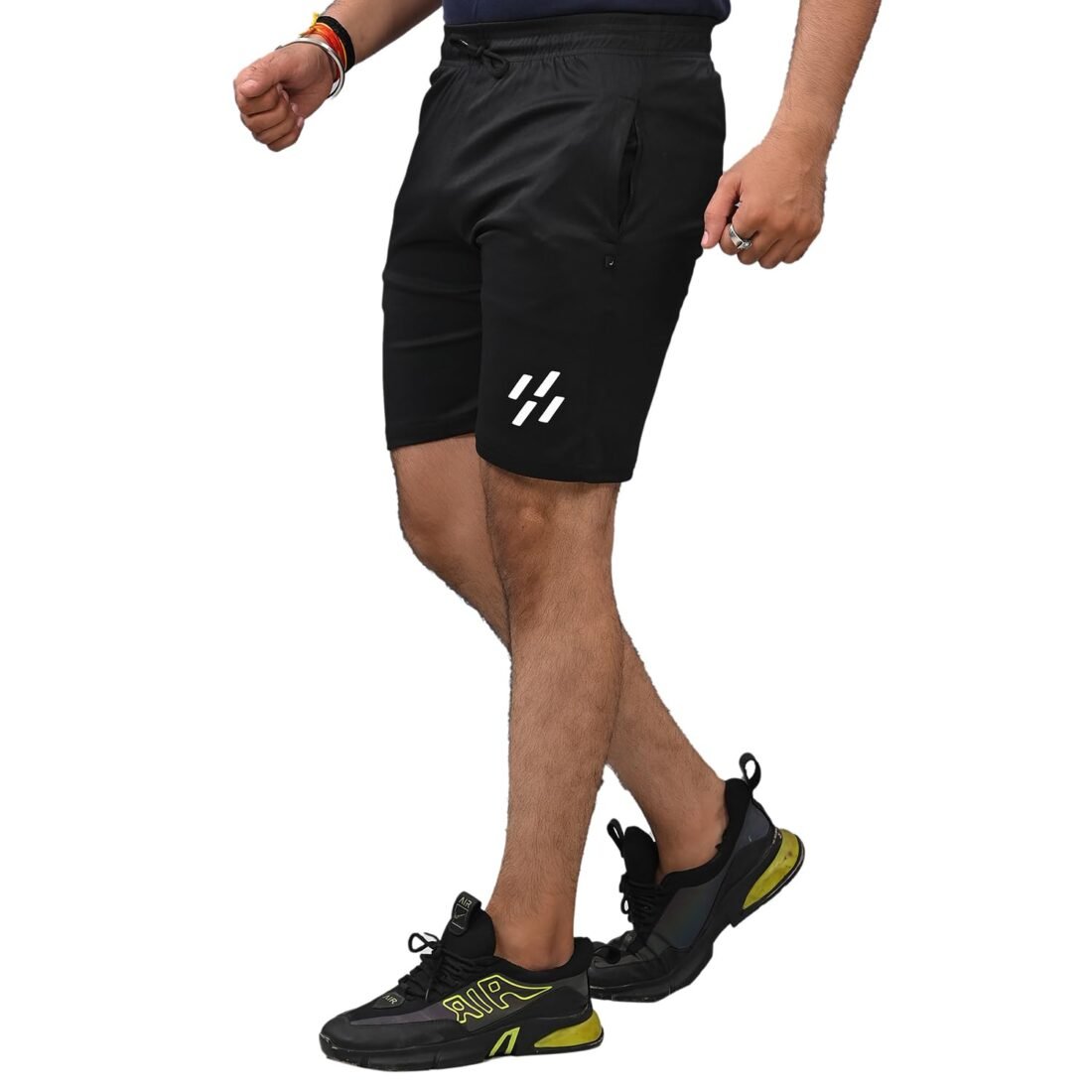 A.A.Fashion Men's Black Sports Shorts Quick Dry Running Gym Activewear Workout Shorts with Elastic Waist (in, Alpha, 2XL, Regular)
