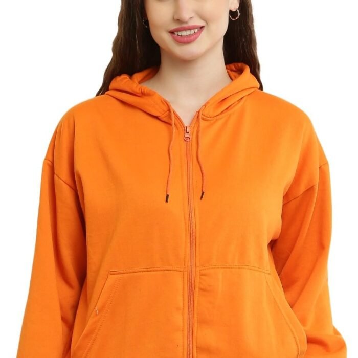 Universal Zipper Hoodie for Women Solid Full Sleeves Hooded Jacket SMALL-12XL (9X-Large, Purple) (in, Alpha, 2XL, Regular, Orange)