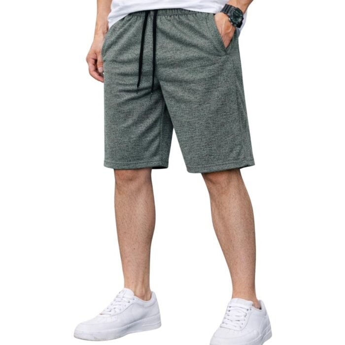 Men's Polyester Gym Shorts with Drawstring – Lightweight Training & Casual Sports Shorts-10 Green