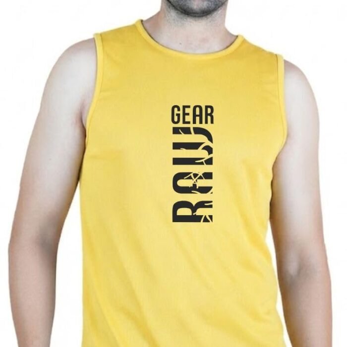 Men's Sleeveless Polyster Gym Vest | Sports Vest for Workout, Running & Training (in, Alpha, 19. Yellow)