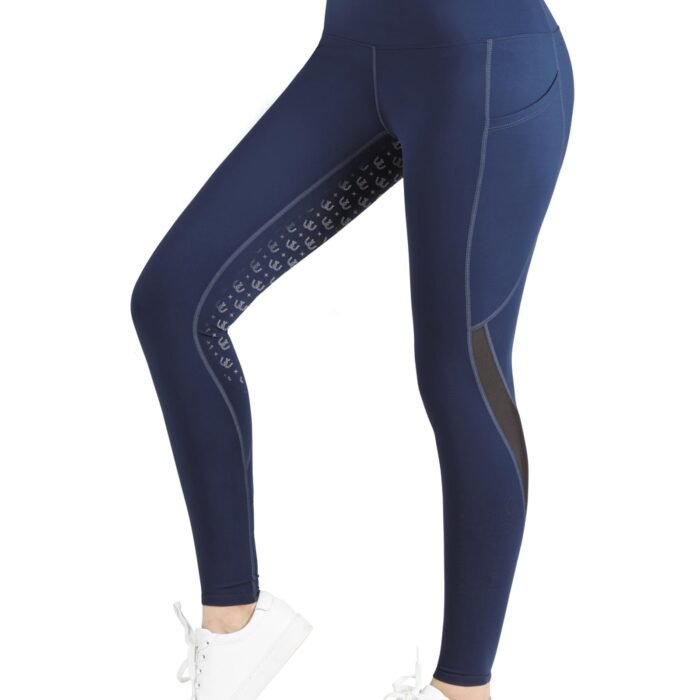 Rider Breeches with Mesh Calf Extra-Breathable Riding Athletic Pants Full-Seat Silicone Adds Grip & Safety, Navy