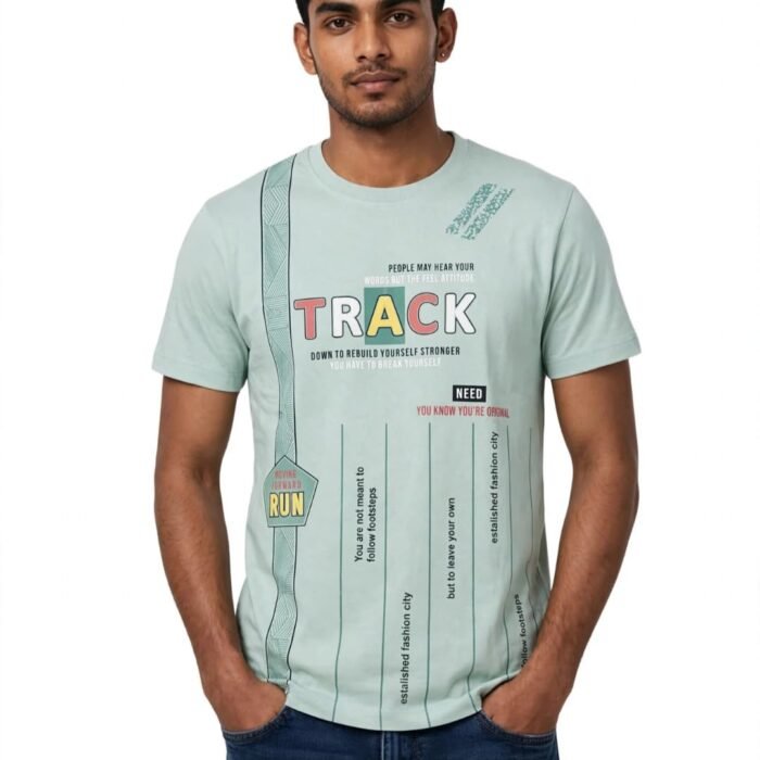 Hero Panti Men's Round Neck T-Shirt Track Run Graphic Pista Green