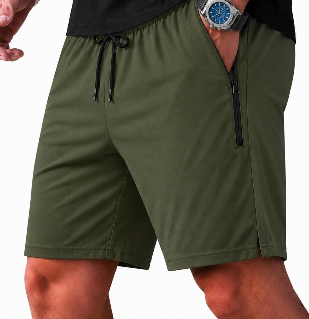 Premium Men’s Activewear Shorts – Lightweight & Stretch Fit (in, Alpha, Regular, Olive Green)