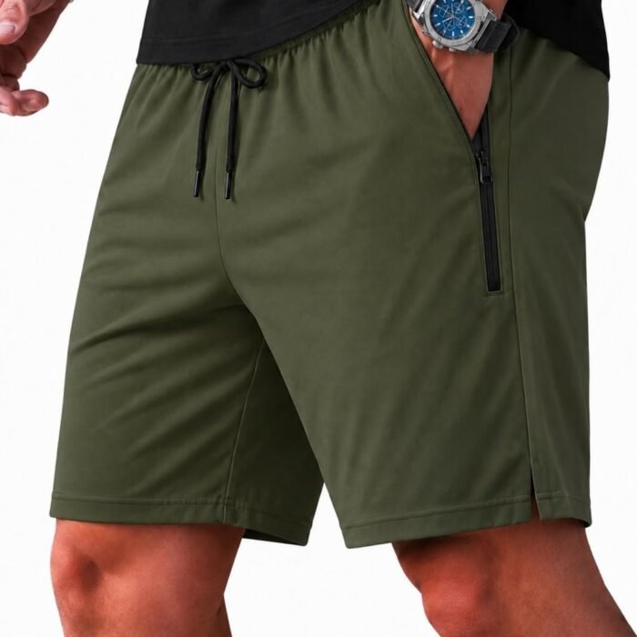 Premium Men’s Activewear Shorts – Lightweight & Stretch Fit (in, Alpha, Regular, Olive Green)
