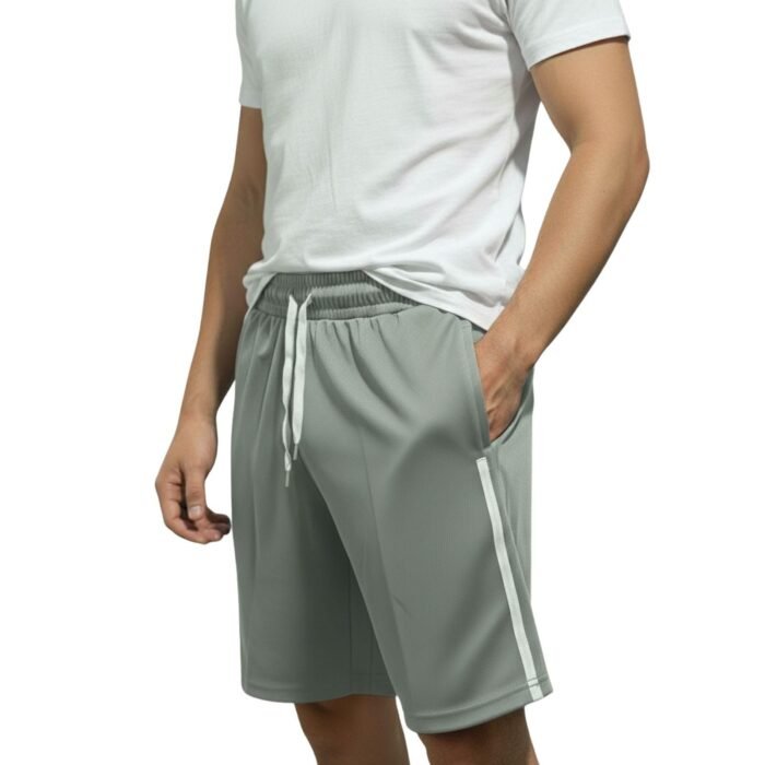 Men’s Dry-Fit Polyester Sports Shorts with Side Stripe | Lightweight:: Quick-Dry Gym:: Running & Casual Wear Shorts with Elastic Waist & Drawstring-M6688