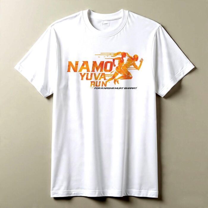 City Topper Namo Yuva Run Round Neck T-Shirts| White Half Sleeve | Namo Yuva Run T-Shirts| Printed Design T-Shirt (in, Numeric, 44, Regular, White)