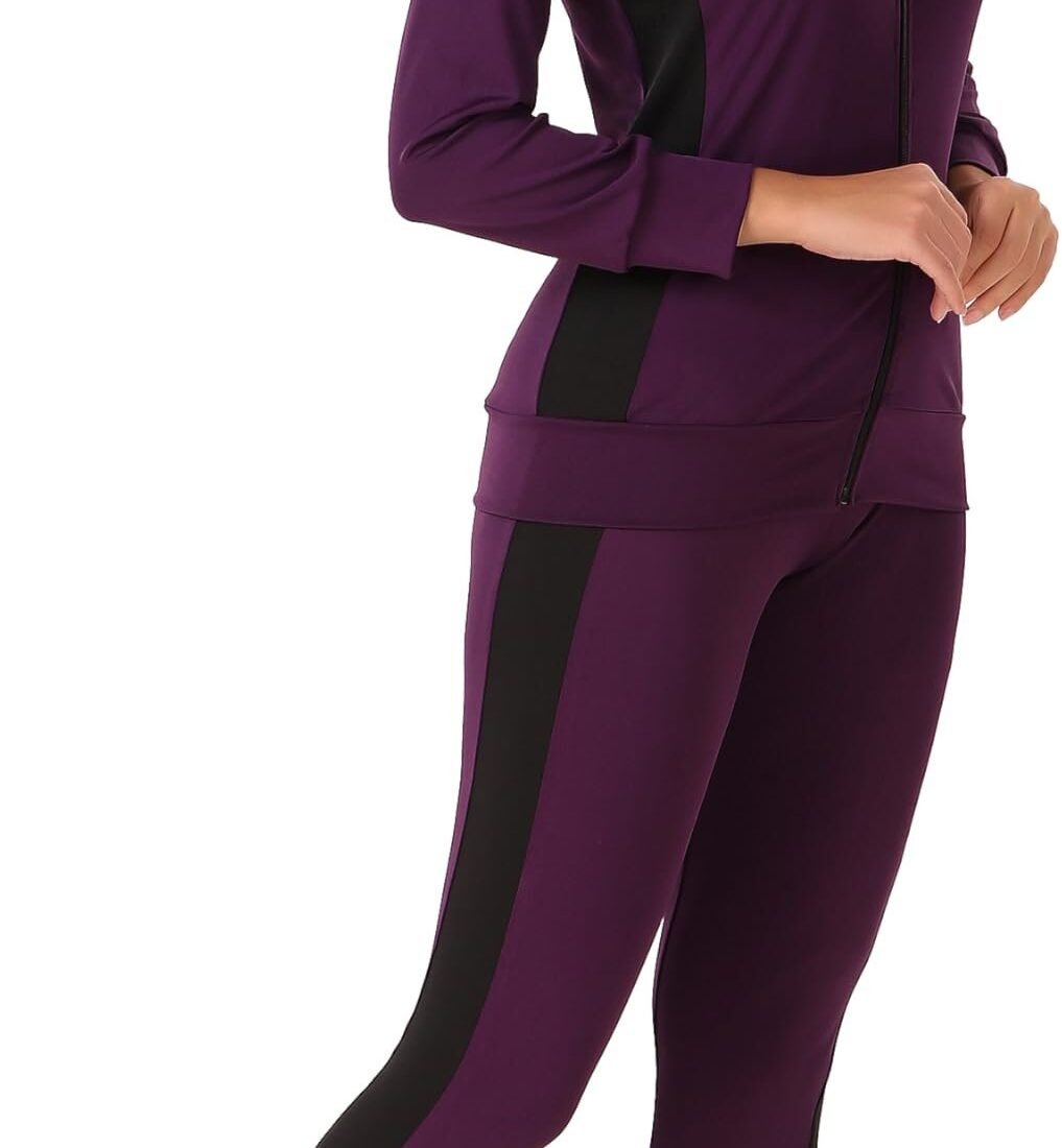 Women's Body Fitted Gym Running Sports Track Suit | Regular Casual Fit | Track Suit for Girls & Women | Fabric - Polyester (PURPLE)