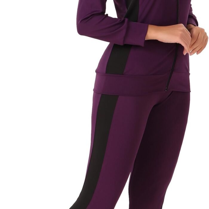 Women's Body Fitted Gym Running Sports Track Suit | Regular Casual Fit | Track Suit for Girls & Women | Fabric - Polyester (PURPLE)