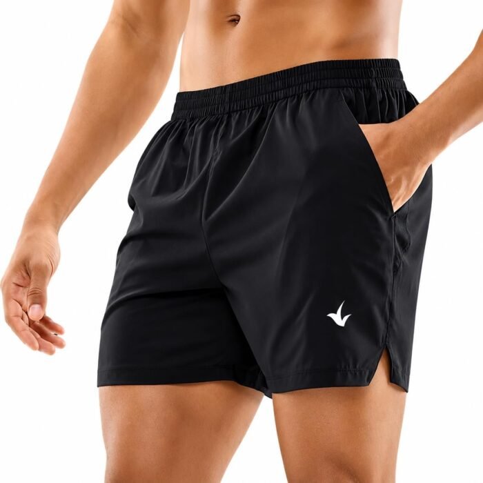 Men's Black Sports Shorts | Baggy Gym Shorts for Workout, Training, Running & Fitness | Comfortable Basic Athletic Casual Shorts