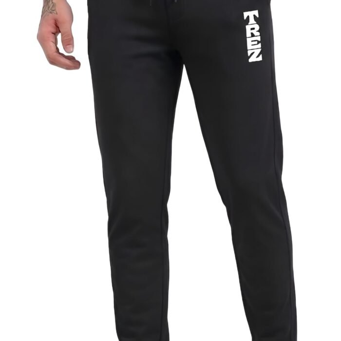 TREZ Men's Track Pants, Slim Fit with D Pocket and Drawstring Waist | Comfirtable Fit | Sports Wear | Gym and Casule Wear | Zip Pocket | Black