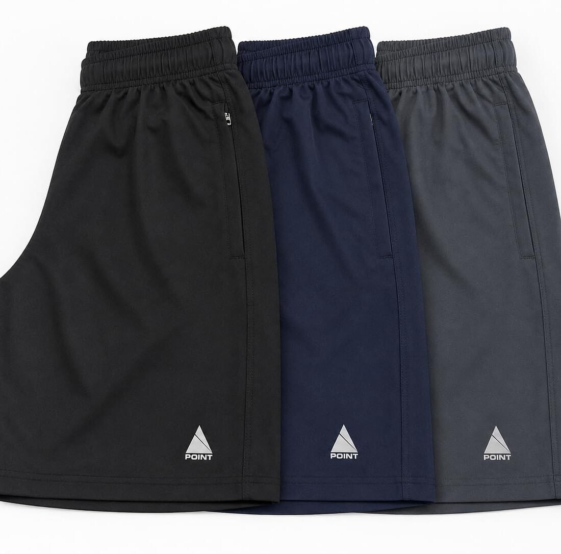 Point Men's Athletic Shorts with Zipper Pocket and Internal Drawstring, Navy Blue, Black, Grey (in, Alpha, Regular, Black, Navy Blue, Grey)