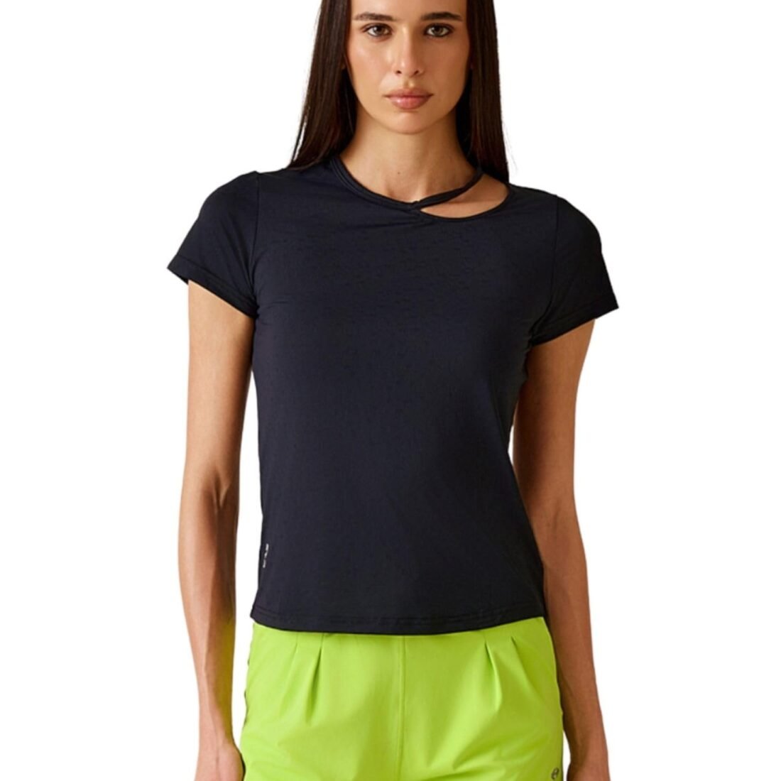 Women's Regular Fit Activewear T-Shirt | Round Neck Short Sleeve Gym Top | Stretch Workout T-Shirt for Yoga, Running & Training | Regular Length | Solid