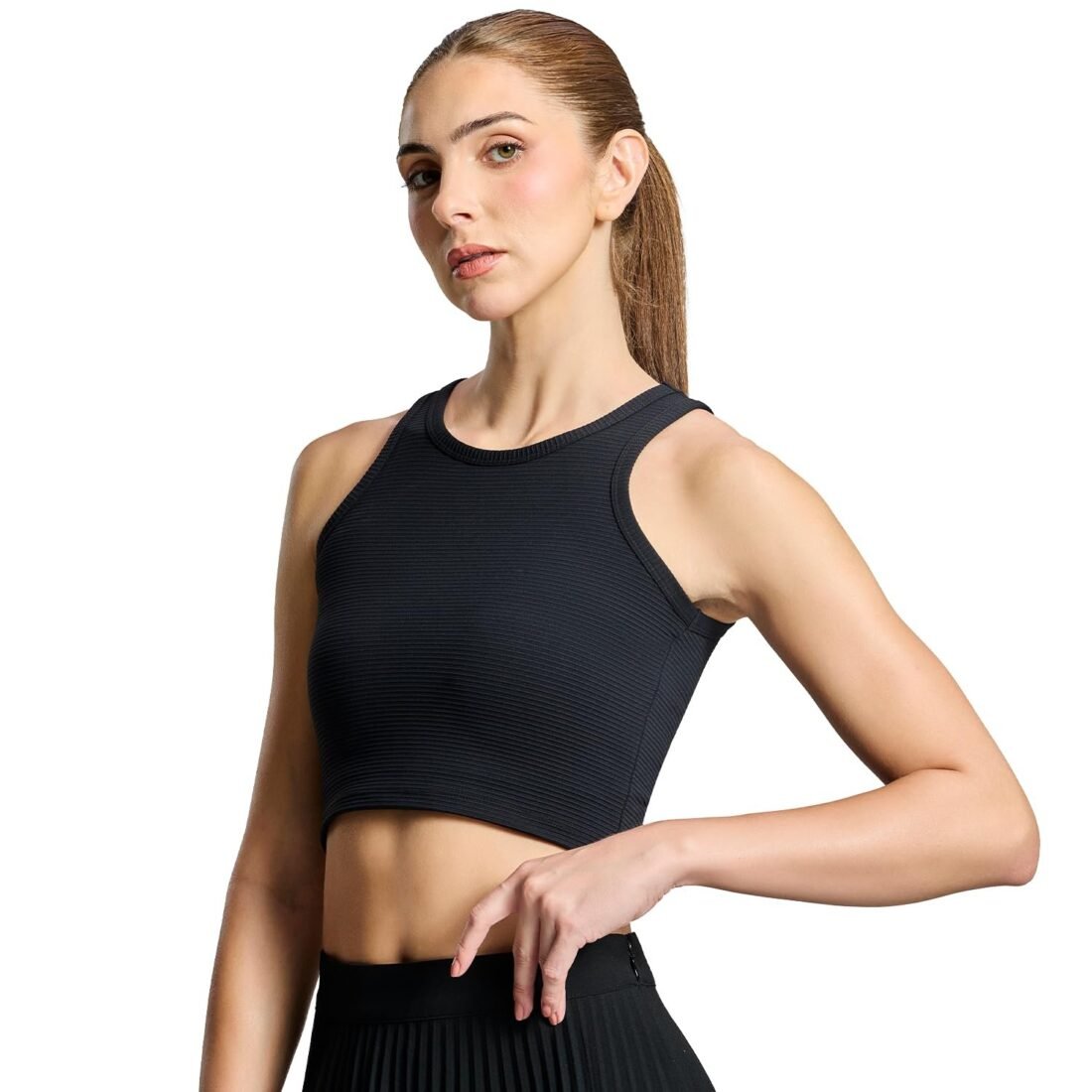 Crop Top for Womens Snug Fit Top for Gym, Workout Everyday Wear Womens Round Neck Tank Top Crop Tshirt Black XL