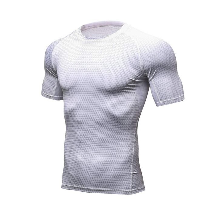 Generic Men Sports T-Shirt 3D Print O Neck Short Sleeve Quick Dry Strechy Bodycon Running Workout Training Sportswear/