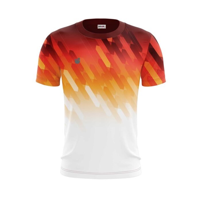 Round Neck Half Sleeves Full Printed Sports Jersey 3000 (Large) White